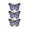 Set of 3, 2 inch - Lilac, Black Butterfly Embroidered, Iron on Patch